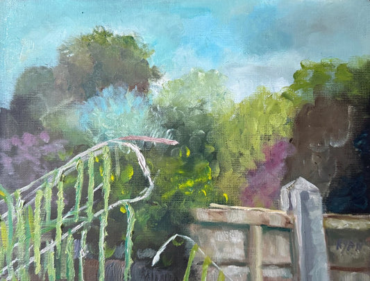 A painting titled 'Over The Fence To Hampstead Heath by Ryan  Louder' by Ryan Louder