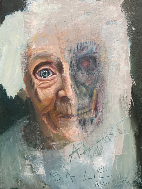 A.I Art Is A Lie 12x16 Oil On Panel Painting by Ryan Louder