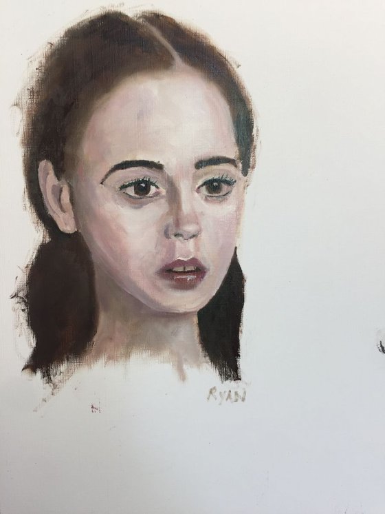 Elisa Study - Portrait of a Girl 16x12 Oil On Paper Painting by Ryan Louder