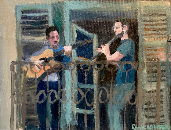 Singing From The Balcony In Italy no.2 Painting by Ryan Louder