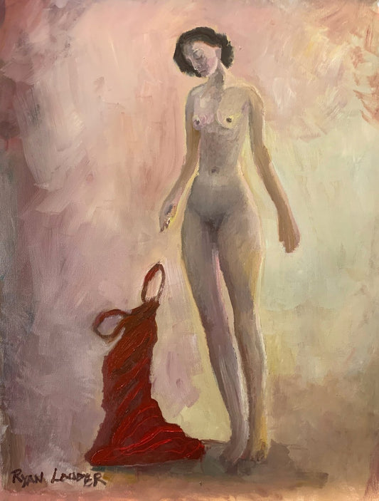 A painting titled 'The Red Dress by Ryan  Louder' by Ryan Louder