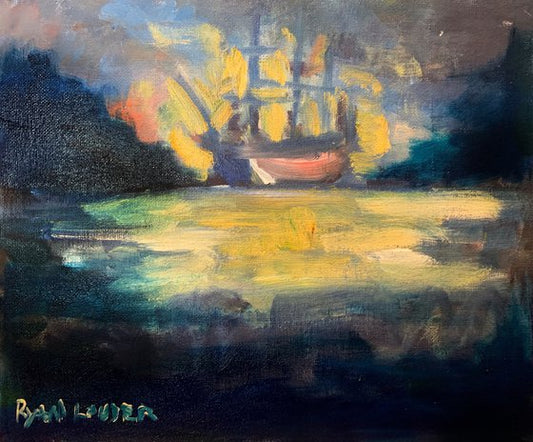 Boat In The Bay Painting by Ryan Louder