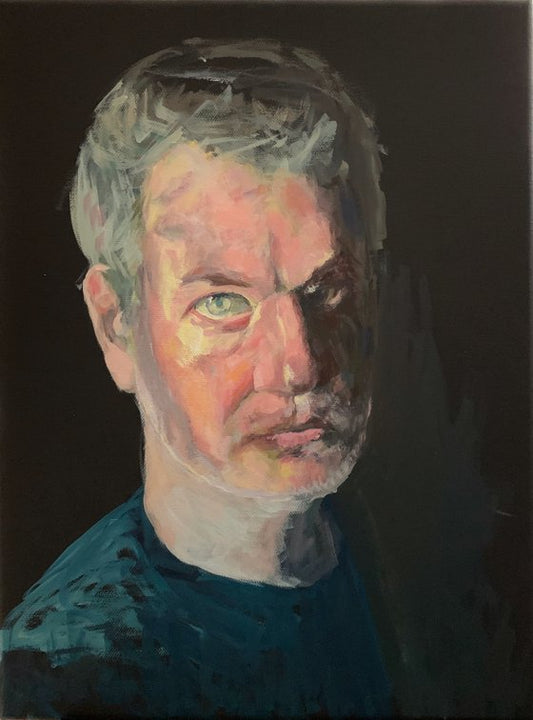 Self Portrait In Acrylic Painting by Ryan Louder