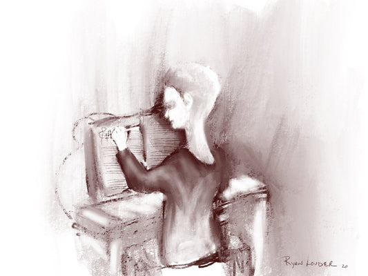 Young Mozart 9x12 - Musician Gift - Music Artwork by Ryan  Louder