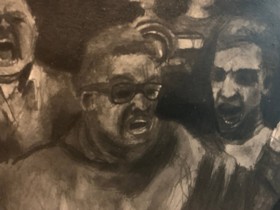 A painting titled 'Un-herd 12x16 Ink on paper by Ryan  Louder' by Ryan Louder