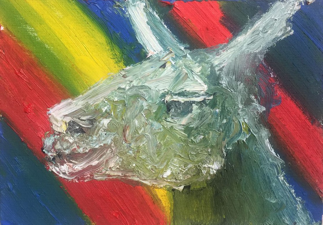A painting titled 'Llama by Ryan  Louder' by Ryan Louder