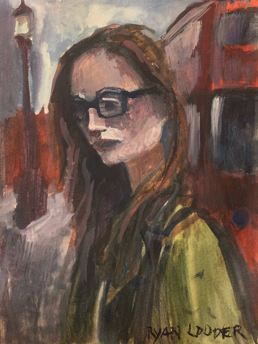 A painting titled 'Young Woman In London by Ryan  Louder' by Ryan Louder