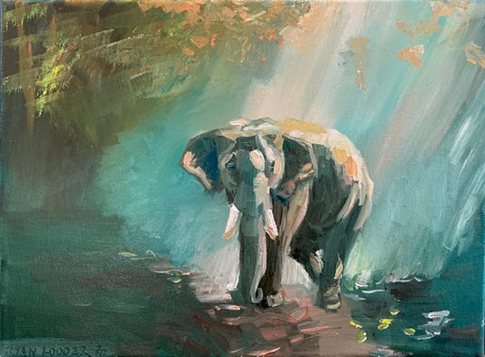 Sleepy Elephant Painting by Ryan Louder