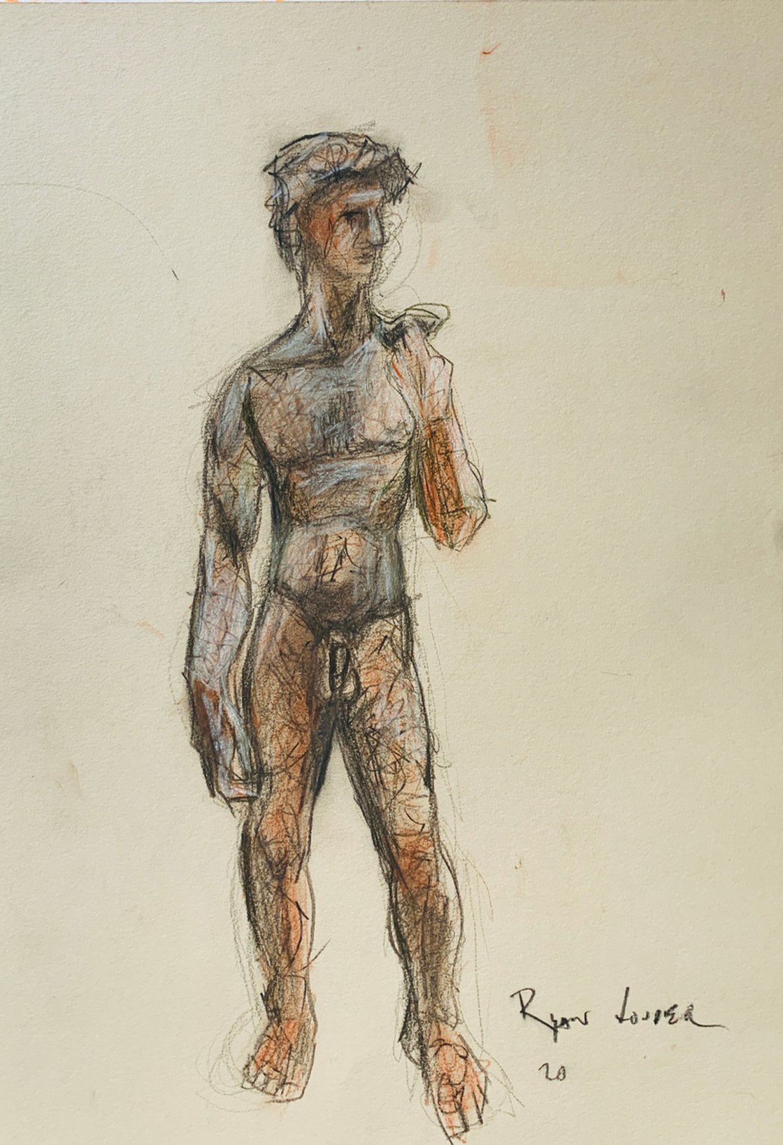 Male Figure - Michelangelo David - Study by Ryan Louder - Hahnemühle German Etching Fine Art Print