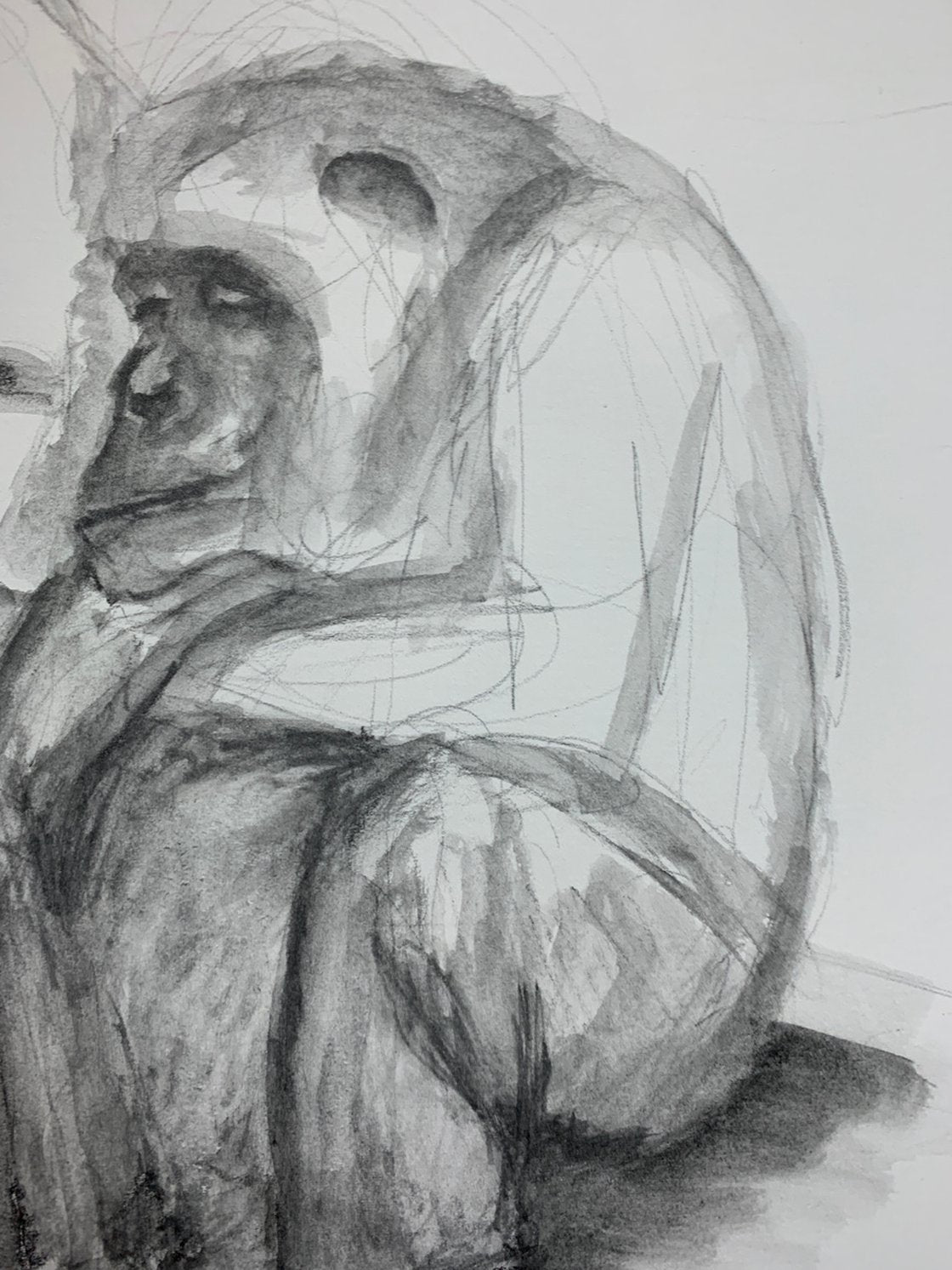 A painting titled 'Three Chimpanzees 14x18  Wildlife Artwork by Ryan  Louder' by Ryan Louder