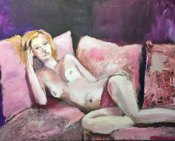 Nude Nude In A Purple Room Painting by Ryan Louder