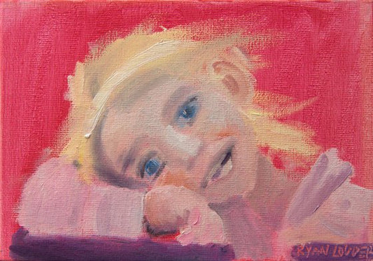 Talking Her Way Out Of Bedtime Painting by Ryan Louder