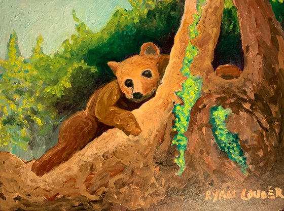 Bear Resting On A Tree Painting by Ryan Louder