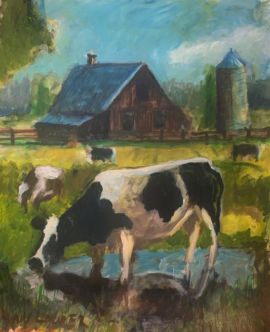 A painting titled 'Cows On The Farm by Ryan  Louder' by Ryan Louder