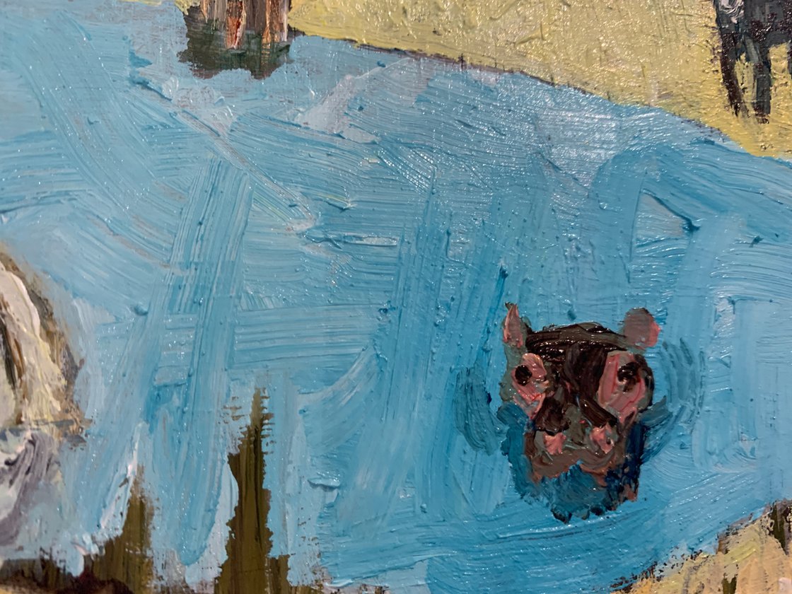 A painting titled 'The Tortoise and The Dung Beetle by Ryan  Louder' by Ryan Louder
