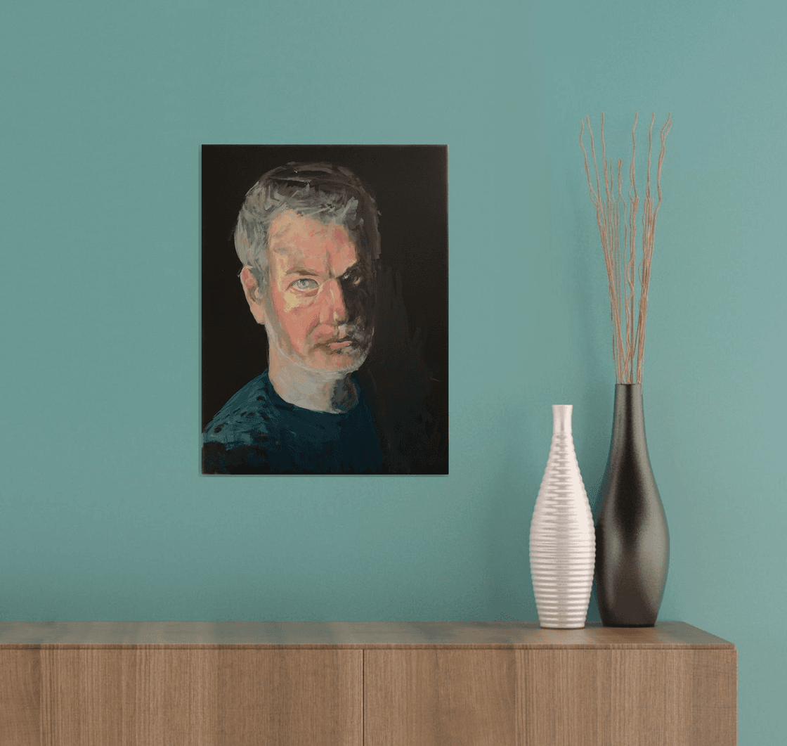 A painting titled 'Self Portrait In Acrylic by Ryan  Louder' by Ryan Louder
