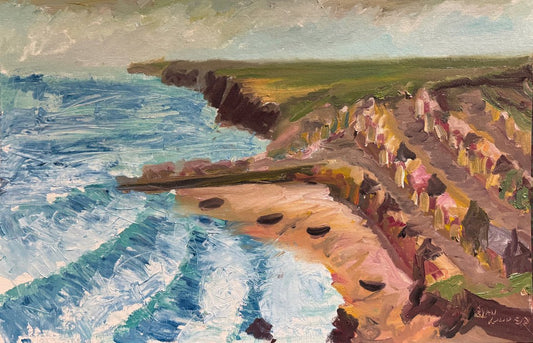 A painting titled 'Seaside Town In Cornwall by Ryan  Louder' by Ryan Louder