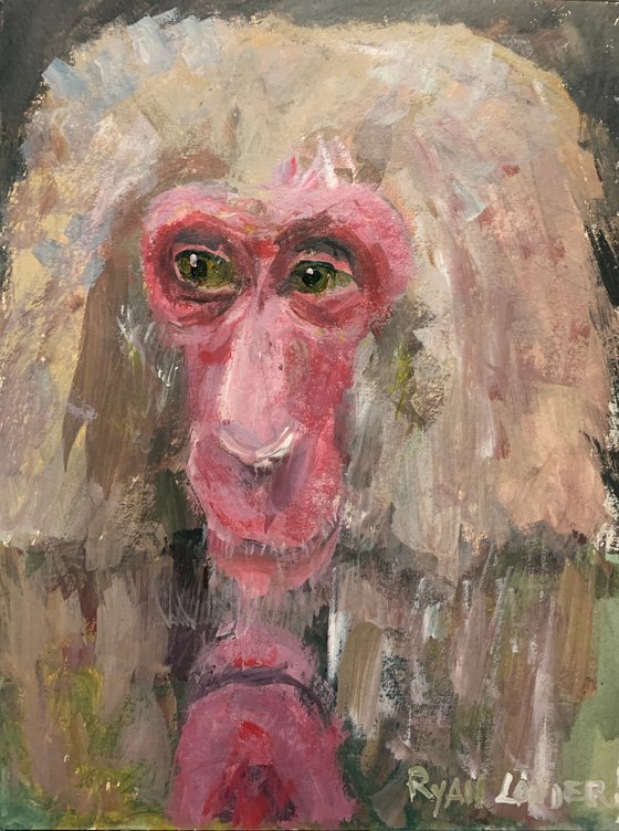 Japanese Macaque Monkey Painting by Ryan Louder