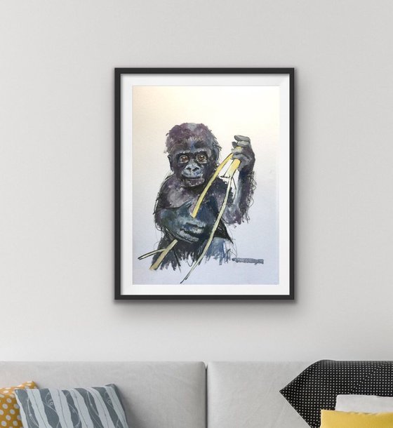 Gorilla Painting by Ryan Louder