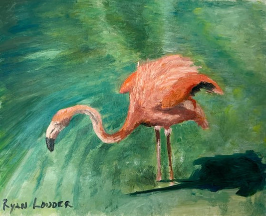 Flamingo Grazing Painting by Ryan Louder