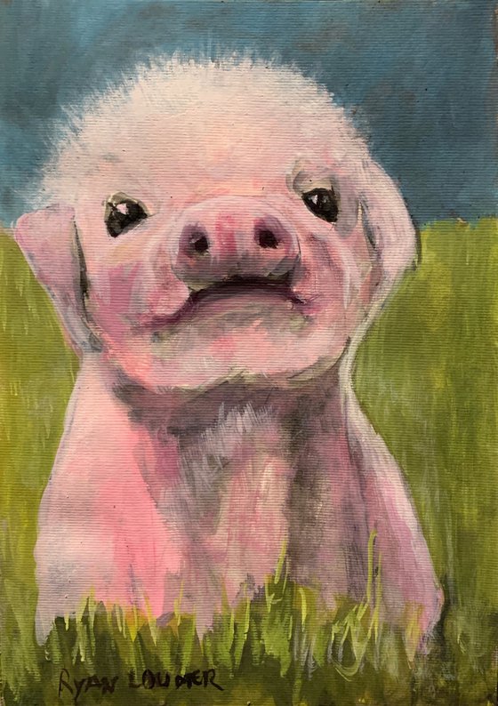 Cute Little Piggy 10x7 Painting by Ryan Louder