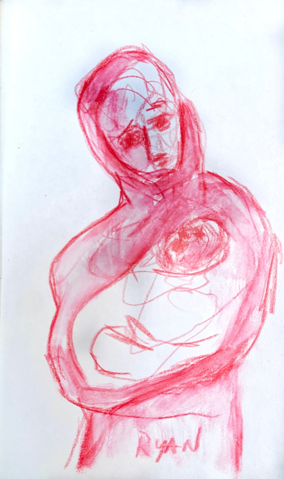 A painting titled 'Small Portrait Of A Woman in Red by Ryan  Louder' by Ryan Louder