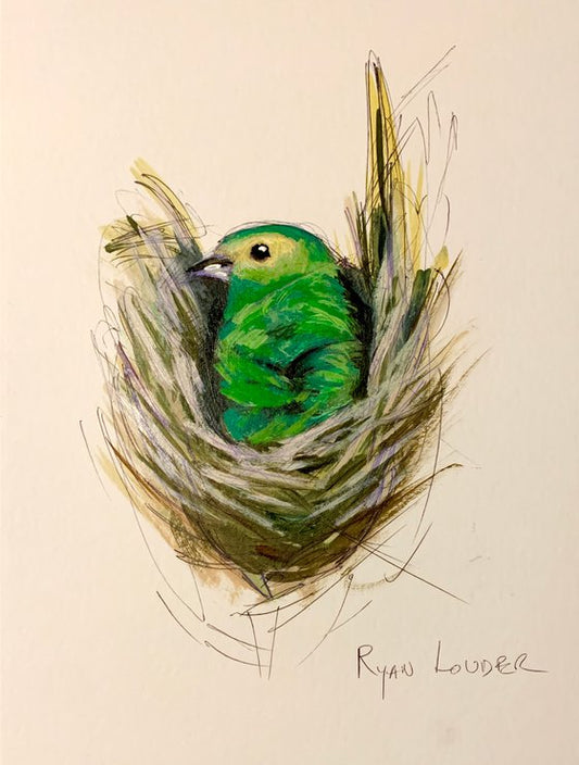 Bird Nesting Painting by Ryan Louder