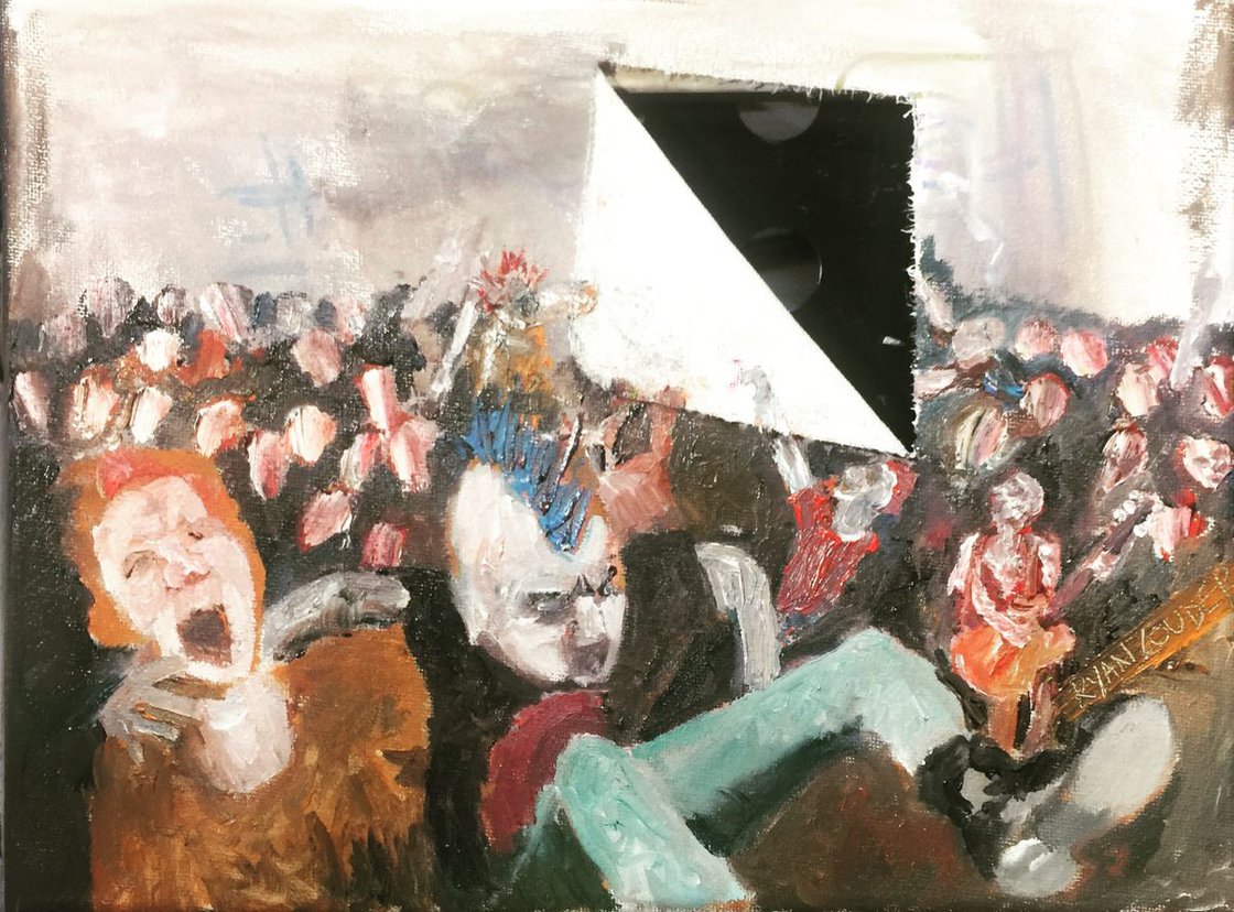 PUNK GIG oil on canvas (ripped) 9x12 by Ryan  Louder - Sold