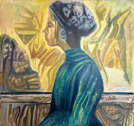 Profile of a Woman in Yellow and Blue Painting by Ryan Louder