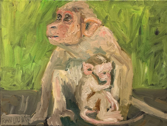 A painting titled 'Two Monkeys by Ryan  Louder' by Ryan Louder
