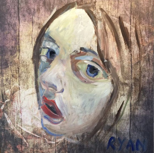 Faces In Wood 2 - Acrylic On Paper - 12"x12" Study Painting by Ryan Louder