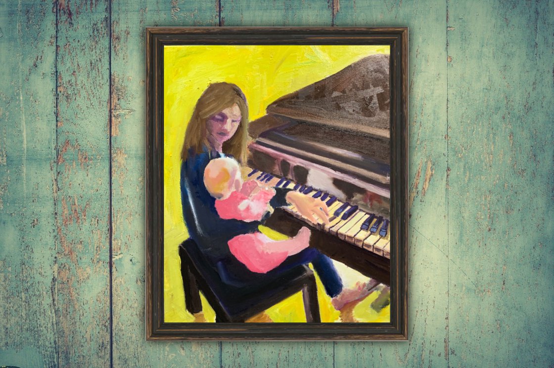 A painting titled 'Piano Lesson by Ryan  Louder' by Ryan Louder