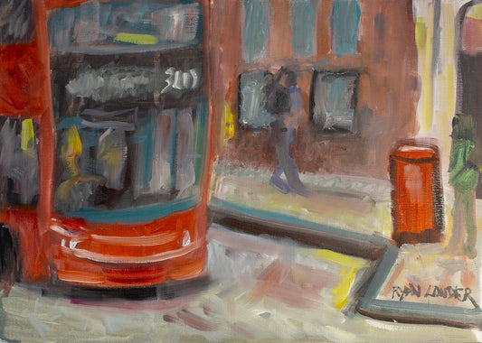A painting titled 'The Bus and The Letterbox' by London Paintings