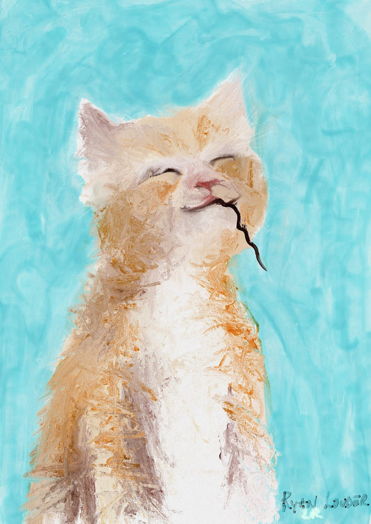 A painting titled 'Kitten Extremely Proud Of Himself by Ryan  Louder' by Ryan Louder