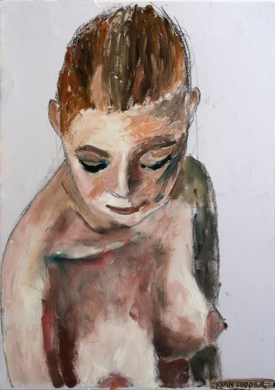 Life Study oil and charcoal on paper 16.5 x 11.7 Painting by Ryan Louder