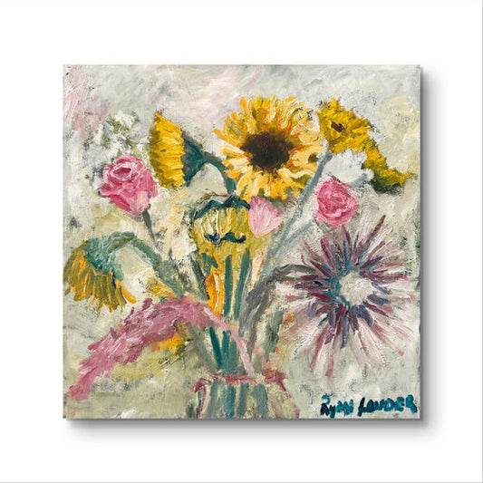 Sunflowers Roses and Proteas Painting by Ryan Louder