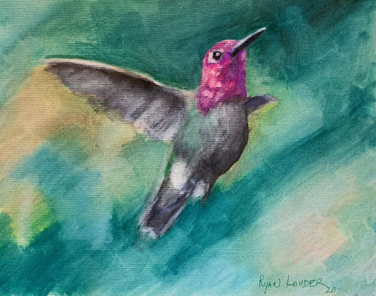 A painting titled 'Humming Bird by Ryan  Louder' by Ryan Louder