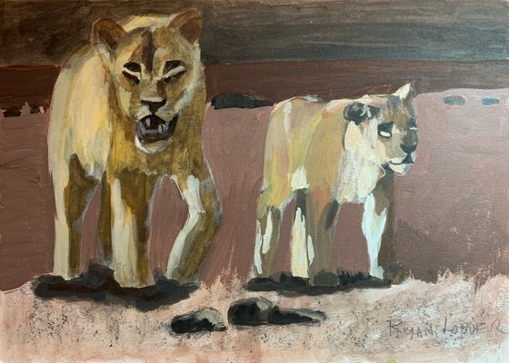 Lions Painting by Ryan Louder