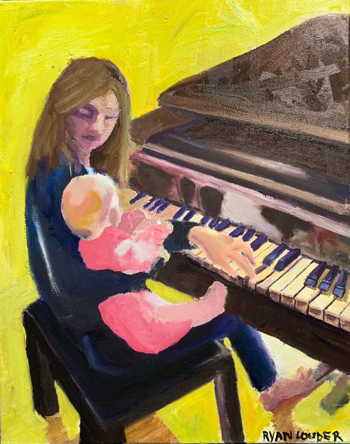 A painting titled 'Piano Lesson by Ryan  Louder' by Ryan Louder