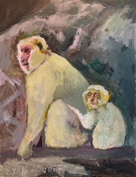 Baboon and Baby Painting by Ryan Louder