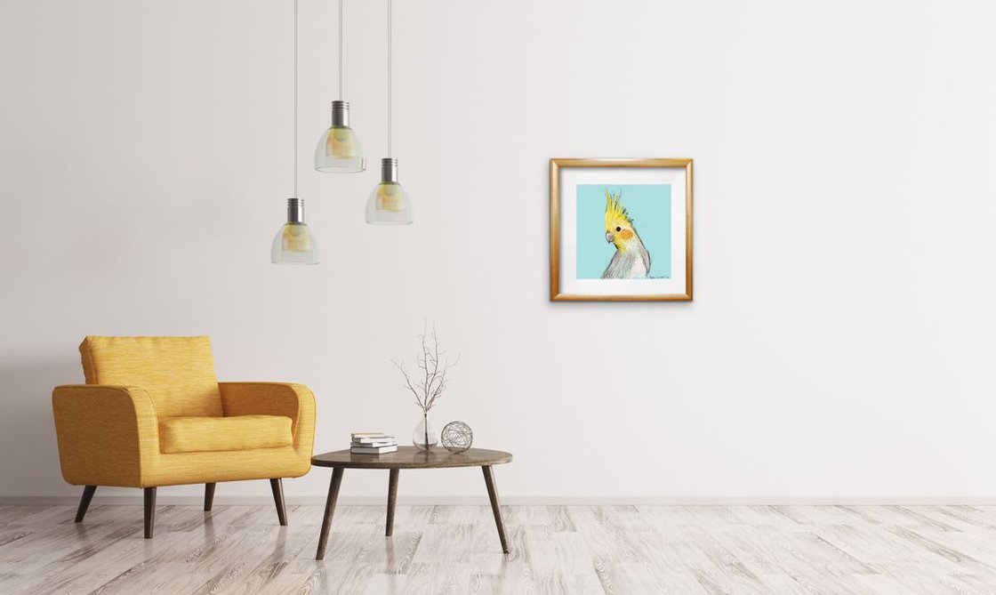 A painting titled 'Cockatiel 12x12 limited edition by Ryan  Louder' by Ryan Louder