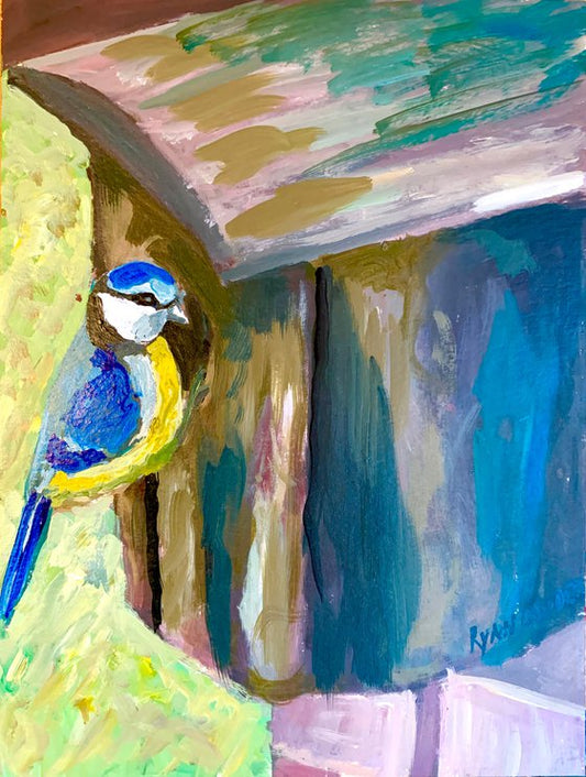 Blue Tit In Spring Painting by Ryan Louder