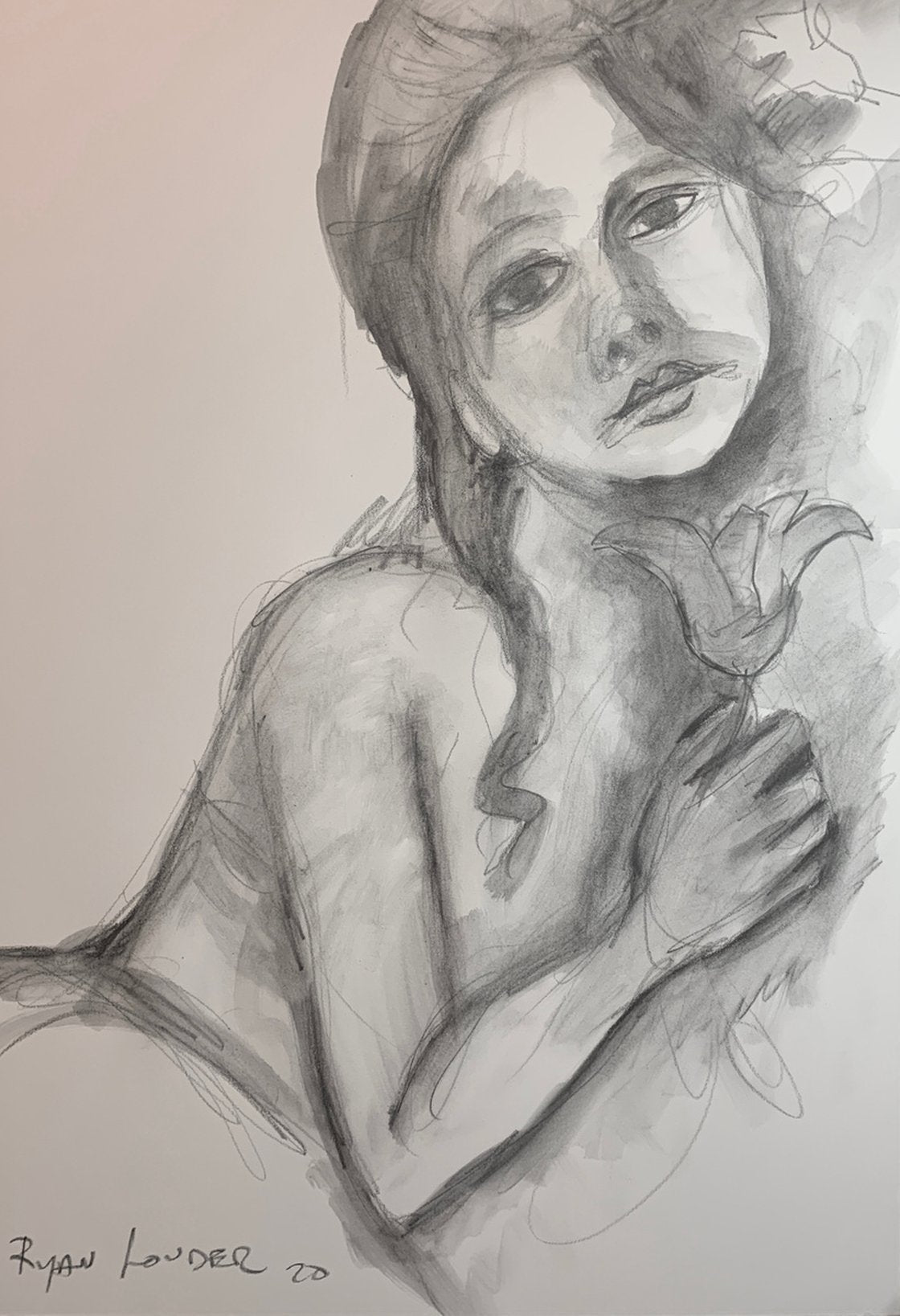 A painting titled 'Portrait Of A Woman 14x18 by Ryan  Louder' by Ryan Louder