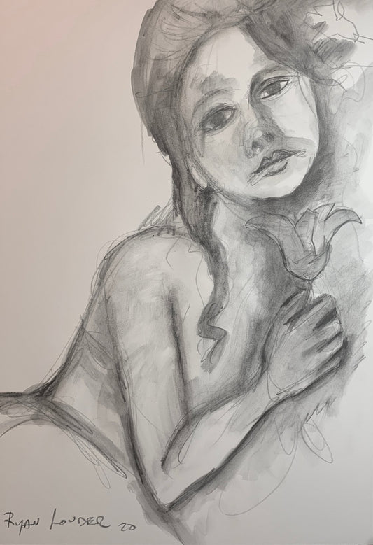 A painting titled 'Portrait Of A Woman 14x18 by Ryan  Louder' by Ryan Louder