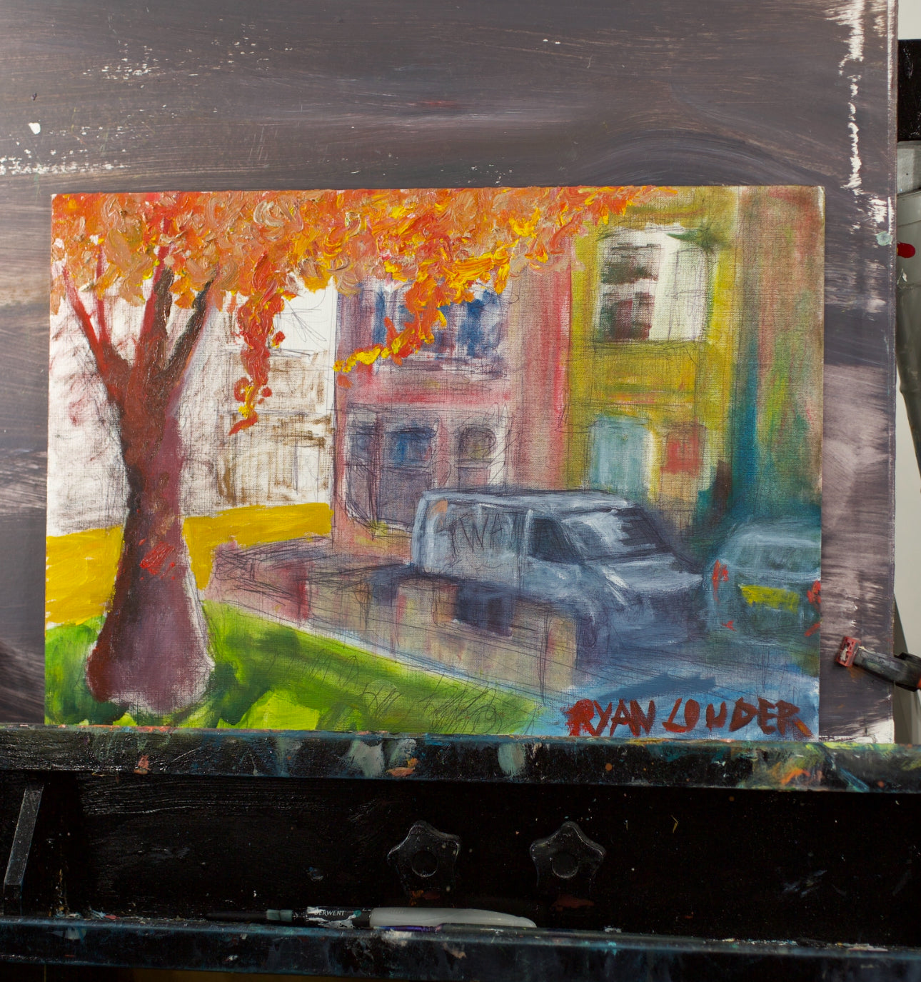 A painting titled 'Graffiti On A Van' by Ryan Louder