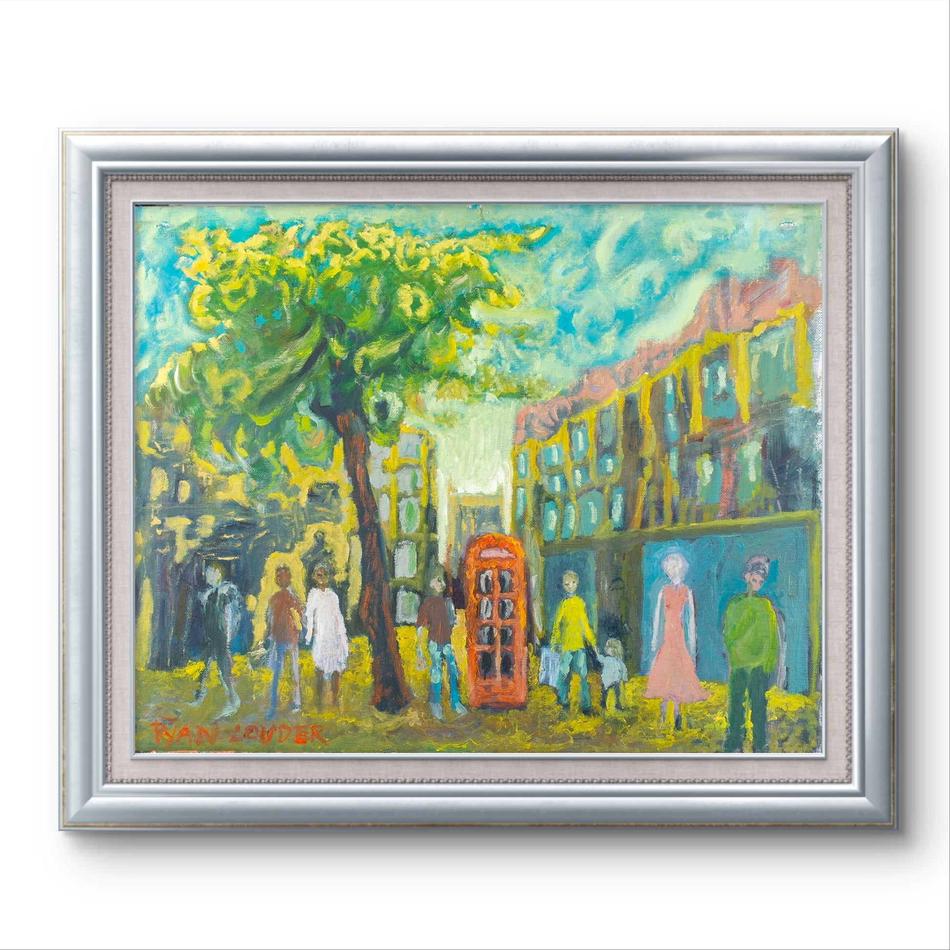 A painting titled 'Phone Box' by Ryan Louder