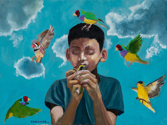 A painting titled 'The Boy Who Could Fly' by London Paintings