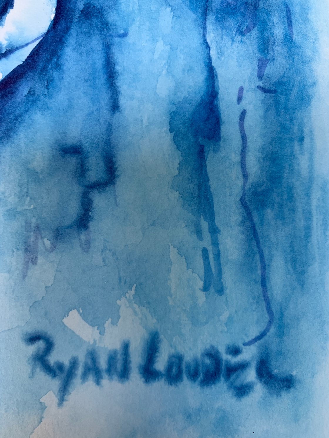 A painting titled 'The Avid Reader In Blue by Ryan  Louder' by Ryan Louder