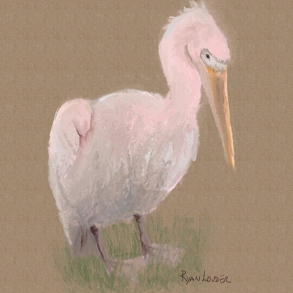 A painting titled 'Fly little Pelican Fly by Ryan  Louder' by Ryan Louder