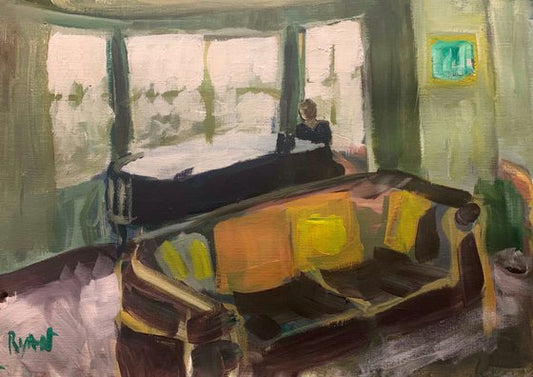 Playing Piano On Sunday Morning Painting by Ryan Louder